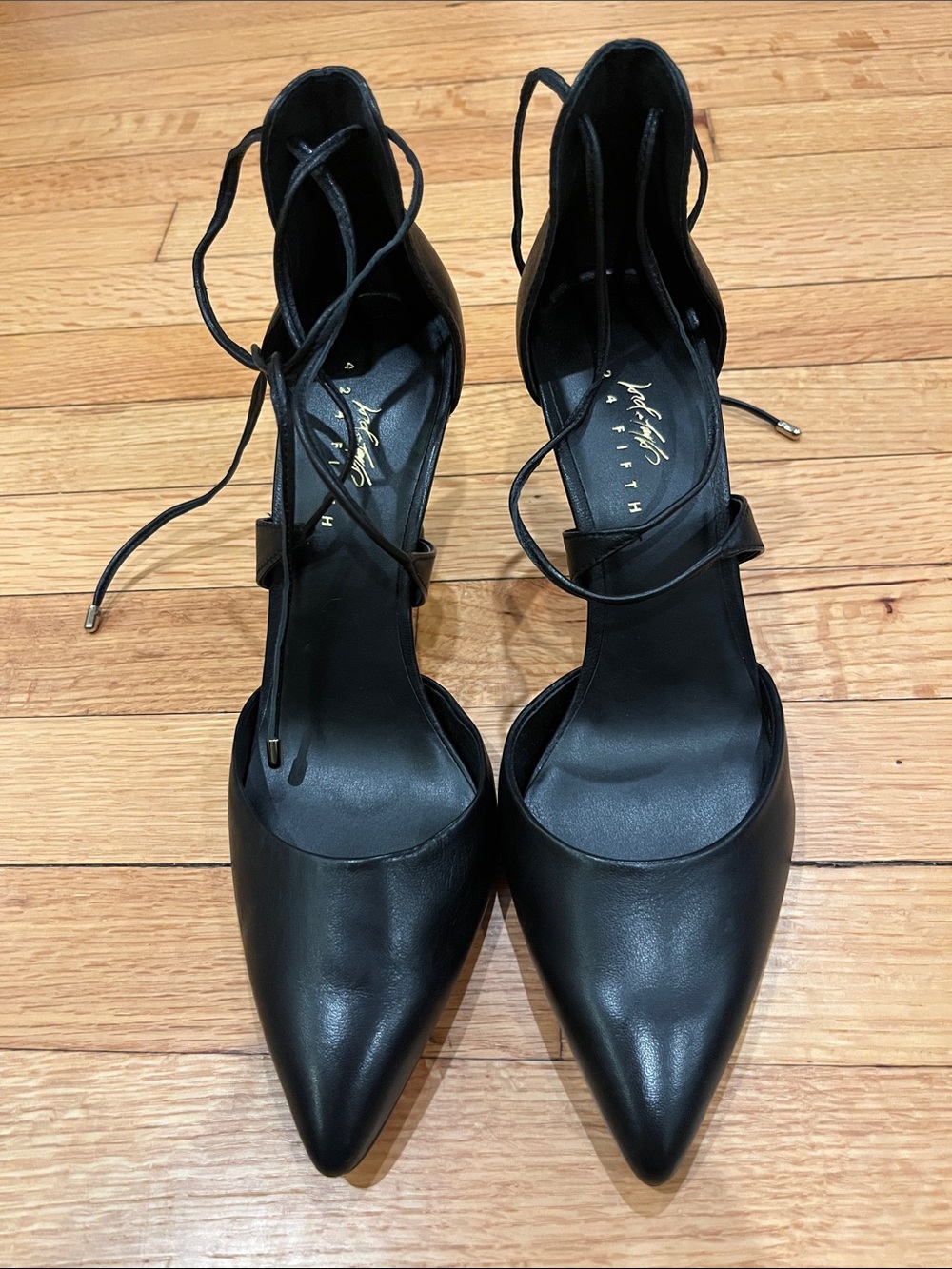 Lord & Taylor Black Lace-Up Pointed Heels